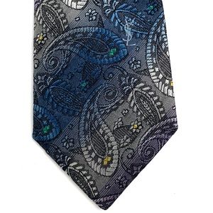 Yves Saint Laurent gray/blue/purple paisley tie